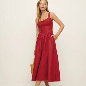 Reformation Petites Balia Linen Dress Red - Size 4P